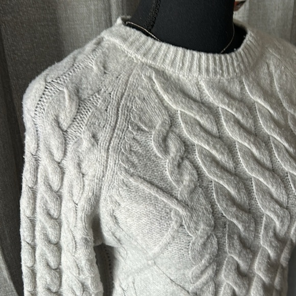 Rachel Zoe White Crew Neck Cable Knit Sweater - Picture 3 of 5